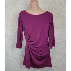Slim Fabulous Womens Size Large Ultimate Slimming Top Ruched Purple 3/4 Sleeve K